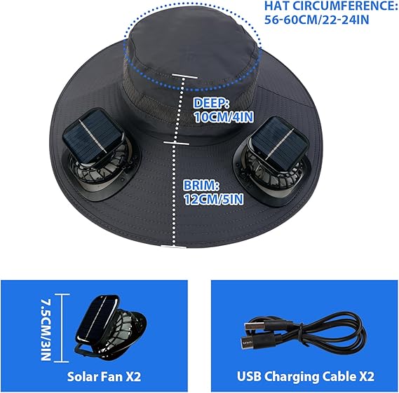 🧢 Quenzly Cooling Solar Hat – Hands-Free Cooling for Fishing, Hiking, Camping & More. ☀️