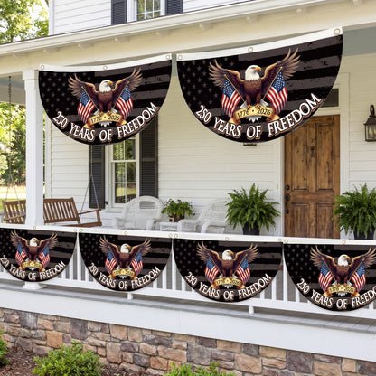 250 Years Of Freedom Patriotic Polyester Bunting Flag, America 250th Birthday Semicircular Flag Banner 1776–2026 Patriotic Bunting