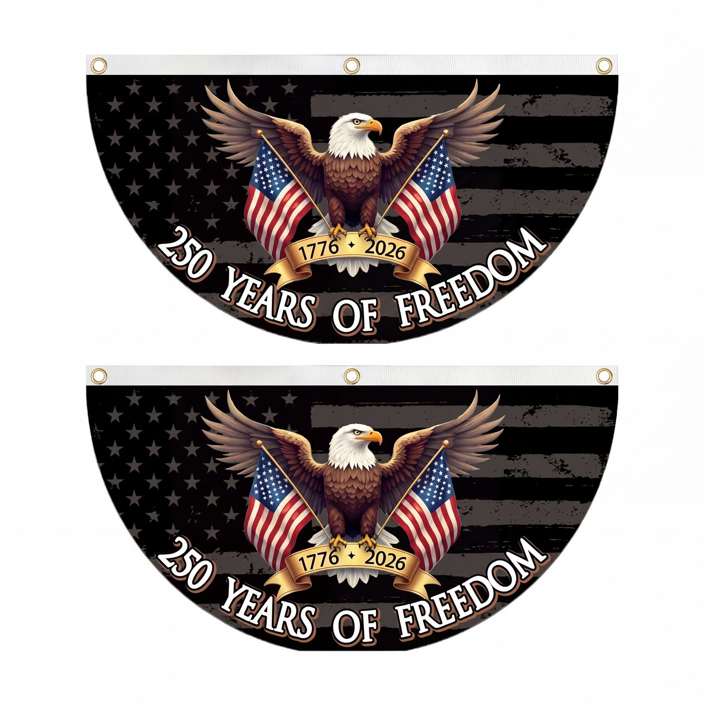 250 Years Of Freedom Patriotic Polyester Bunting Flag, America 250th Birthday Semicircular Flag Banner 1776–2026 Patriotic Bunting