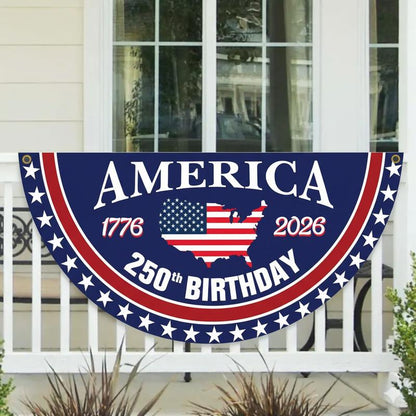 ViraZox America 250th Birthday Semicircular Flag Banner, 1776–2026 Patriotic Polyester Bunting Flag