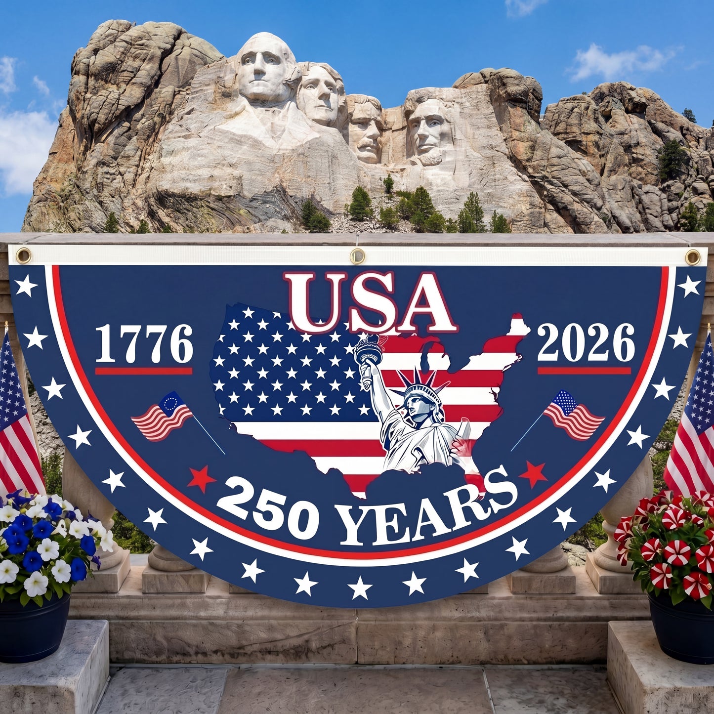 ViraZox American Flag - America 250th Anniversary Non - Pleated Fan Flag