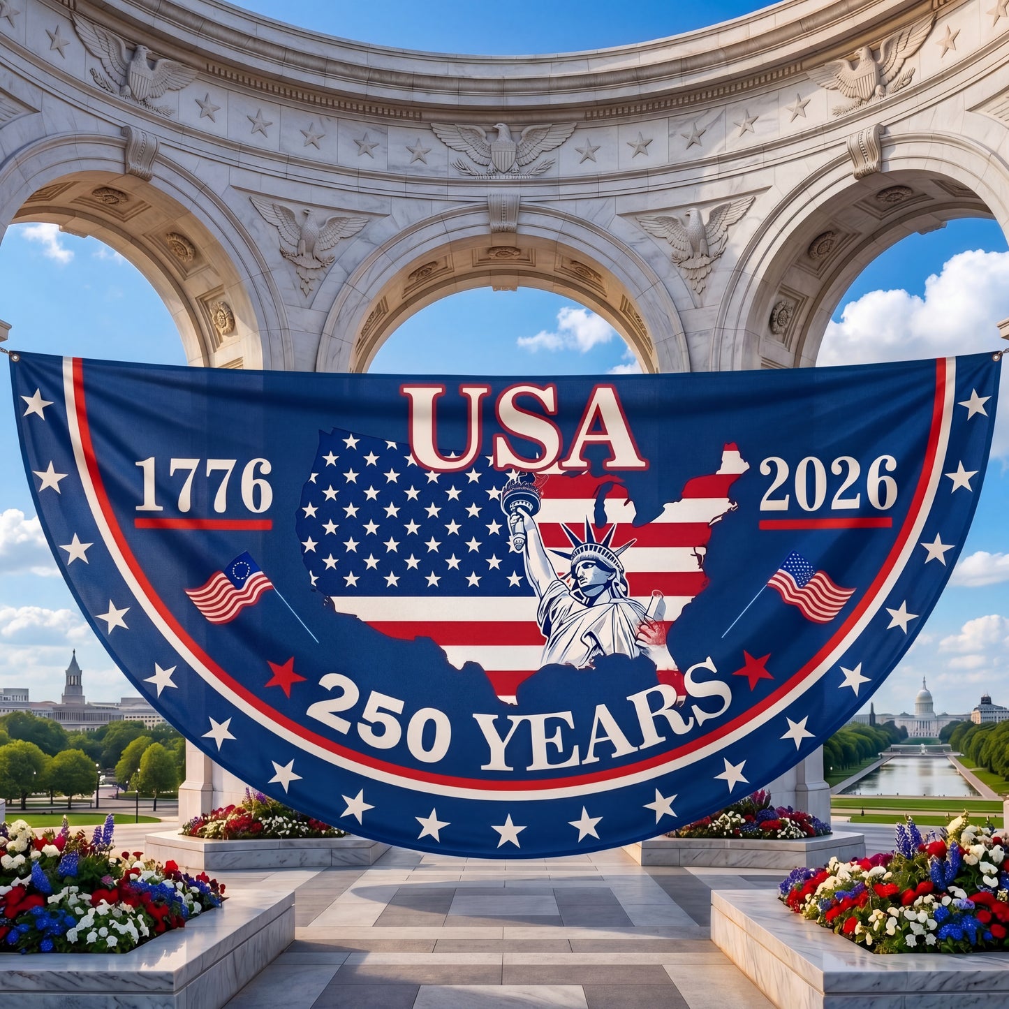 ViraZox American Flag - America 250th Anniversary Non - Pleated Fan Flag